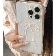 Samsung S24Ultra Pink White Bow S23/S22 Phone Case A54/A55 All-Inclusive Note10+Soft F52