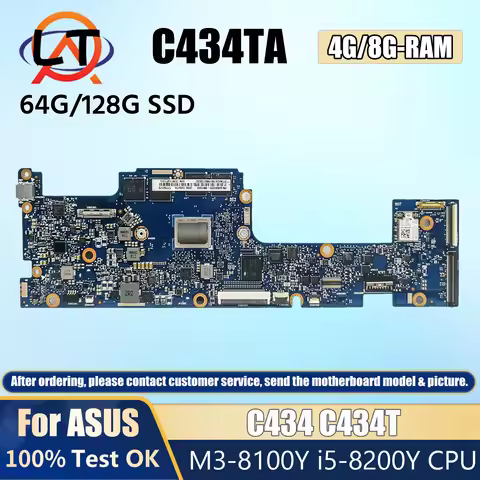 C434TA M3-8100Y CPU 4GB RAM 64G SSD Mainboard For ASUS Chromebook Flip C434TA C434 C434T Laptop Moth