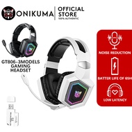 Onikuma GT806 White Gaming Earphones Wireless Bluetooth 5.4V/2.4GH2 Headset with RGB Light Detachabl