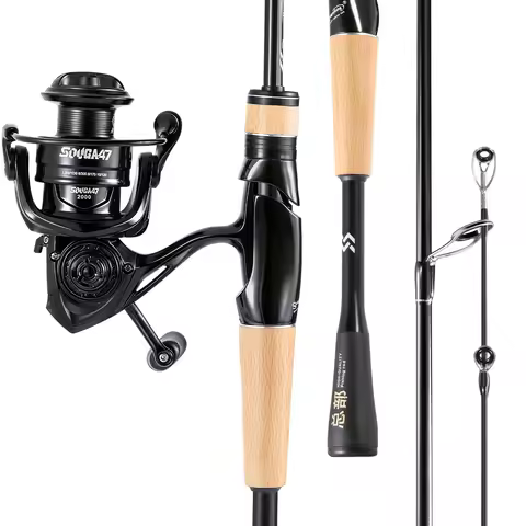 Sougayilang Spinning Fishing Rod Reel Combo 5.2:1 High Speed Gear Ratio Carbon Fiber Pole 7-14lb for