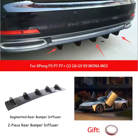 For XPeng P5 P7 P7+ G3 G6 G9 X9 MONA M03 ABS Rear Bumper Lip Diffuser Shark Fin Anti-collision