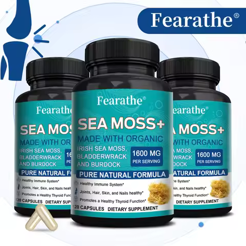 Sea Moss Capsules 1600mg - for Thyroid and Immune Support, Cells, Skin, Hair, Nails, Gut Cleansing, 