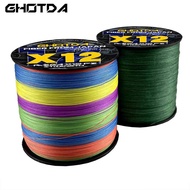 GHOTDA 300M 12 Strands Braided Fishing Line Multicolor PE Line Saltwater Freshwater Fishing Line Bra