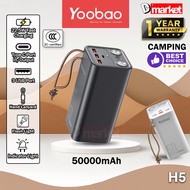 【3C Certified】Yoobao H5 50000mAh Powerbank 22.5W Fast Charging Power Bank Camping Powerbank Torch Li