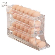 Auto Rolling Egg Holder for Fridge, 4 Tiers Large Capacity Eggs Dispenser, Stores Up to 30 Eggs