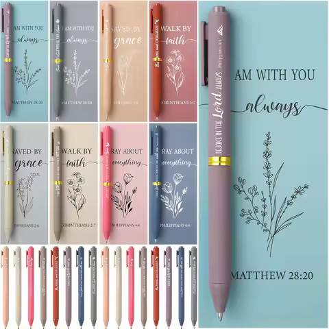 8/16/24 Sets Inspirational Pens With Card Christian Scripture-Themed Round Stylus Gift For Colleague