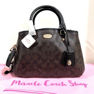 กระเป๋าถือ Coach ของแท้ มือ 1 Coated canvas ลาย Signature ทรงถังยอดนิยม ใบเล็ก สีสวยมาก COACH 3460