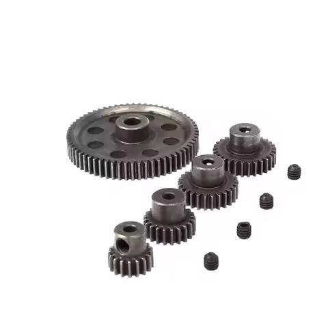 17-64T Metal Spur Differential Gear+ 4Pcs Motor Pinion Cogs Set Replacement Spare Parts for HSP 1/10