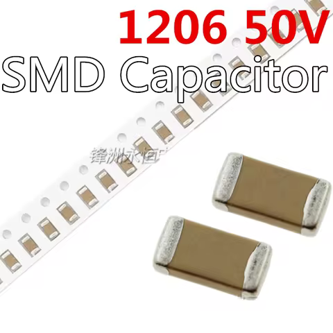 100pcs 1206 50V SMD Thick Film Chip Multilayer Ceramic Capacitor 1pF- 22uF 1P 10PF 10NF 100NF 1UF 2.
