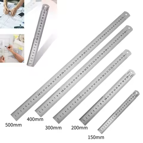150mm/500mm Metal Scale Stainless Steel Straight Ruler Measuring Stationery Drafting Accessory Hand 