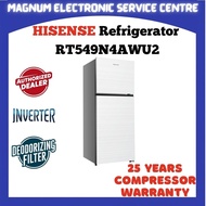 Hisense 500L  2 Door Inverte Refrigerator RT549N4AWU2 with Electronic Control , Surround Cooling Sys