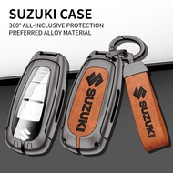 Alloy leather key case cover for Suzuki Swift Grand Vitara Jimny Ertiga SX4 Alto Ciaz Dzire APV S-Cr