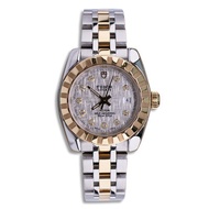 Tudor/classic Series 18K Gold Diamond Automatic Mechanical Watch Ladies M22013-0009