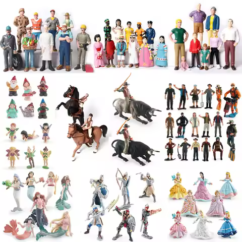 Realistic Farmer Knight Princess Mermaid Bullfighter Fairy Elves Figurines Multicultural Families Di