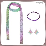 1 Set Disco Costume Accessory: Sparkling Headband Scarf & Earrings - 70s Themed Party Outfit for Wom