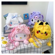 (พร้อมส่ง)Su159กระเป๋าสะพายไหล่ แบบหูรูด พิมพ์ลายการ์ตูน Cinnamoroll Melody น่ารัก ของเล่นสําหรับเด็