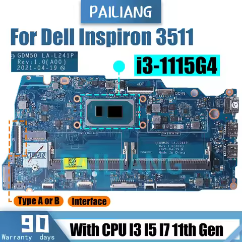 For DELL Inspiron 3511 Laptop Motherboard LA-L241P 05PD08 0042CN 0818KM 06F315 i3 i5 i7 11th Gen Not