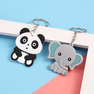 Cartoon Animal Keychain Silicone Key Chain PVC Bear Elephant Cow Panda Keyring Accessorie For Girls 