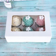 ONE MORE Cupcake Boxes with Inserts 6 Holders,9.5x6.3x3inch Large White Standard Bakery Boxes with W