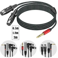 6.35mm TRS Male to Dual XLR Female Y‑Splitter Cable, Stereo to 2x Balanced Audio, Gold‑Plated, for M