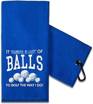 TOUNER Funny Golf Towel Gift for Dad, Retirement Gifts for Men Golfer, Funny Golf Towel for Men, Embroidered Golf Towels for Golf Bags with Clip (It Takes A Lot of Balls to Golf The Way I Do)