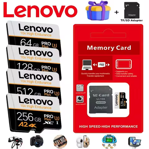Lenovo High Speed 128GB 512GB 256GB SD Memory Card Class 10 Micro TF Flash Usb Pen Drive Card 64G fo
