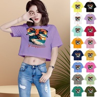 Sanmer Y2K Bebot violet Crop Top For Women Plus Size, Baddie Oversize Tee Vacation Outfit 26CO24