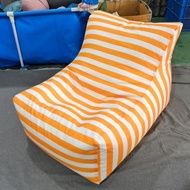 โซฟา LAZY BOY แบบพับได้กันน้ำสำหรับกลางแจ้ง โซฟาพักผ่อนแบบลำลอง ลายทาง ทำความสะอาดง่าย เหมาะกับการปิ