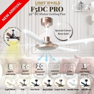 DEKA F5DC PRO 56" 5 Blade DC Motor 20 Speeds Remote Control Ceiling Fan with Light Kipas 风扇