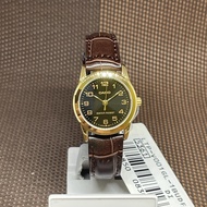 Casio LTP-V001GL-1B Black Dial Brown Leather Gold Dress Analog Ladies Watch