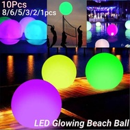 LED Glowing Beach Ball Remote Control Light Swimming Pool Toy Luminous Ball Inflatable Beach Ball Party Accessories 40CM