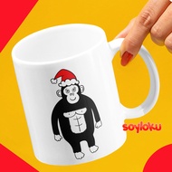 Christmas gorilla Motif Drinking Glass Mug Dishwasher Hampers Gift Collection