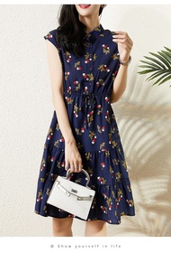 Foreign trade export tail goods age reduction cherry floral print sleeveless short skirt bag shoulde