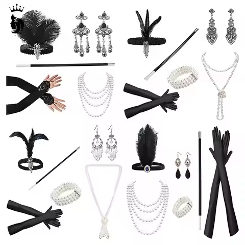 1920's Cosplay Flapper Halloween Charleston Costume 1920s Gatsby Accessories Black Headpiece