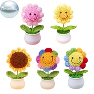 TimeHebay 1 Piece Creative Artificial Flowers Cute Crochet SunFlower Pots Knitted Flower Graduation 