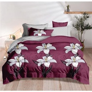 cadar queen with comforter 7 in 1 purple big flowers set queen bedsheet with comforter