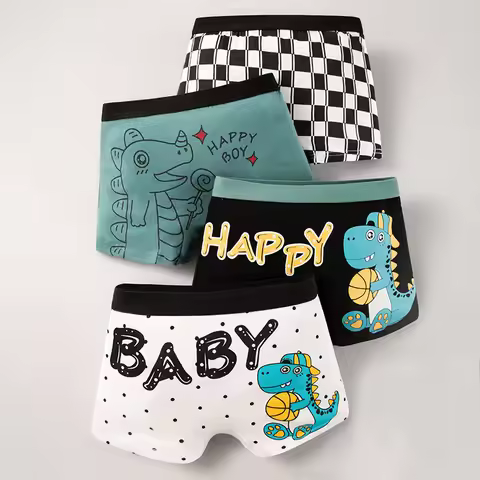 Boys 4-Piece Boxer Briefs Cotton Small Middle And Large Boys Boy Boxer Shorts Boys Underwear Underwe