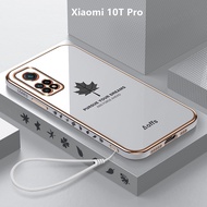 Casing Xiaomi Mi 10T Case Plating Maple Leaves Cover Soft TPU Phone Case Xiaomi Mi 10T Pro 5G