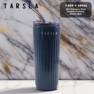Tarsla Mug Premium T-660 Stainless 500ML Tumbler Mug + Straw Stainles - Hitam