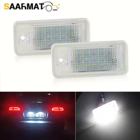 2PCS Car LED License Number Plate Light Lamp 12V LED White Light for Audi A3 S3 8P A4 B6 B7 A5 A6 4F