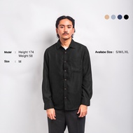 KEMEJA BYWAY - Dunkirk Two Face Corduroy Shirt | Black Corduroy Long Sleeve Shirt