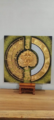 ภาพวาดพระพิฆเนศปางเสวยสุขสีทองขนาด60×60cm