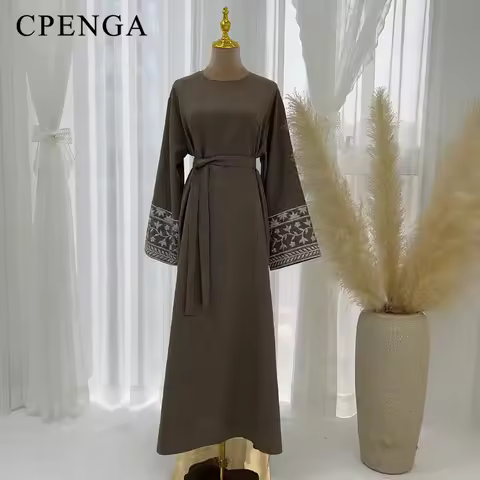 Modest Embroidered Kimono Dubai Abaya Middle East Türkiye Elegant Dress Eid Ramadan Kebaya Abayas F