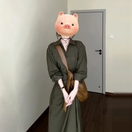 Váy Sơ Mi Dài Tay Thanh Lịch Kiểu Pháp Cho Nữ Mùa Thu 2026 Váy Dài Thắt Eo Mới Váy Dài Cổ Polo Thườn