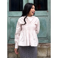 (SAY KARRA) Aileen Blouse | Women's Fitted Pleated Blouse