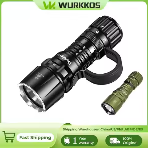Wurkkos TD07 Tactical Flashlight 1300 Lumens 479m Beam Distance 18350 Battery Dual Switch Ring Grip 