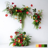 Eclectic wall-mounted artificial flower patterned floor arrangement decoration KT board wedding welc