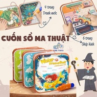 Sổ Tô Màu Nước Ma Thuật Tự Xóa 2in1 Kèm Bóc Dán Nhiều Chủ Đề Đồ Chơi Tranh Tô Màu Nước Cho Bé - Lana