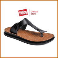 FITFLOP_IQUSHION LEATHER TOE-POST รองเท้าแตะแบบหูหนีบผู้ชาย A11-008 สี Black White Plus Size:eu38-47