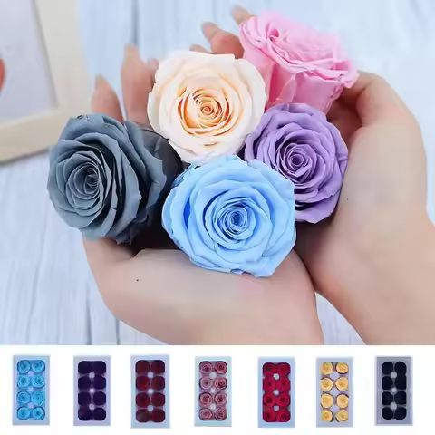 4-5cm Forever Roses 8 Pcs/box Christmas Valentine's Day Mother's Day DIY Gift Decoration Wedding Bri